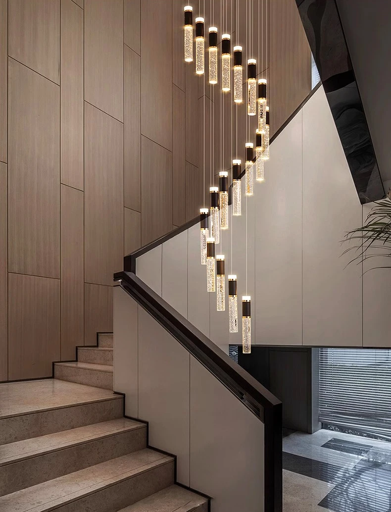 Modern Crystal Chandelier - Elegant Pendant Lamp for Living Room and Staircase