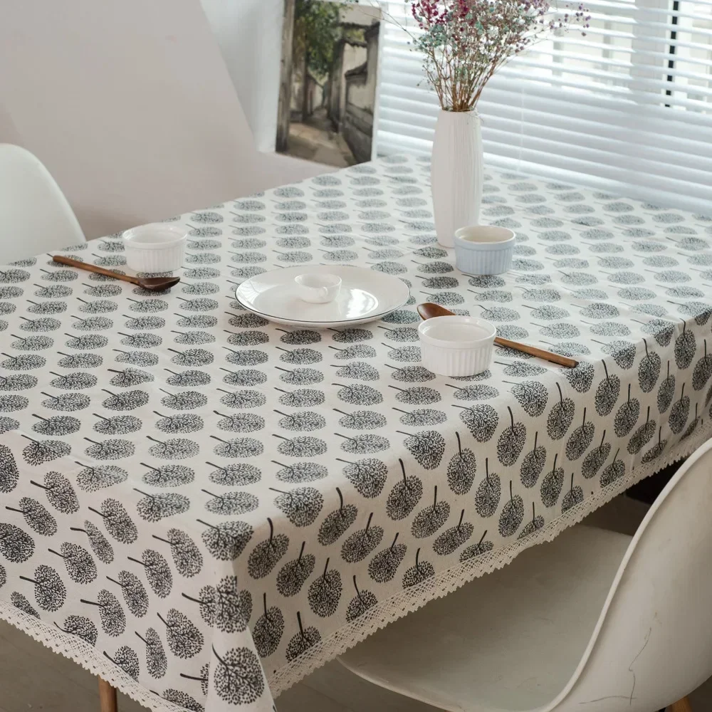 

Garden style Small tree plant tablecloth cotton linen Table Party Birthday Decorate tablecloth