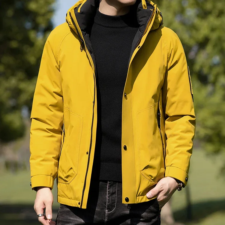 Ropa de diseñador para hombre, chaqueta de invierno con capucha de lujo para hombre, chaqueta acolchada impermeable con relleno de plumón de pato para hombre, abrigo para hombre