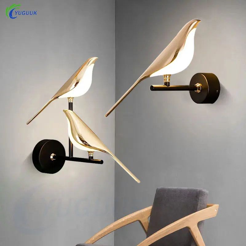 Nordic LED 360° Rotation Bird Wall Lights Parlor Bedside Hanging Light Novelty Rotatable Wall Lamp Bedroom Bedside Indoor Sconce