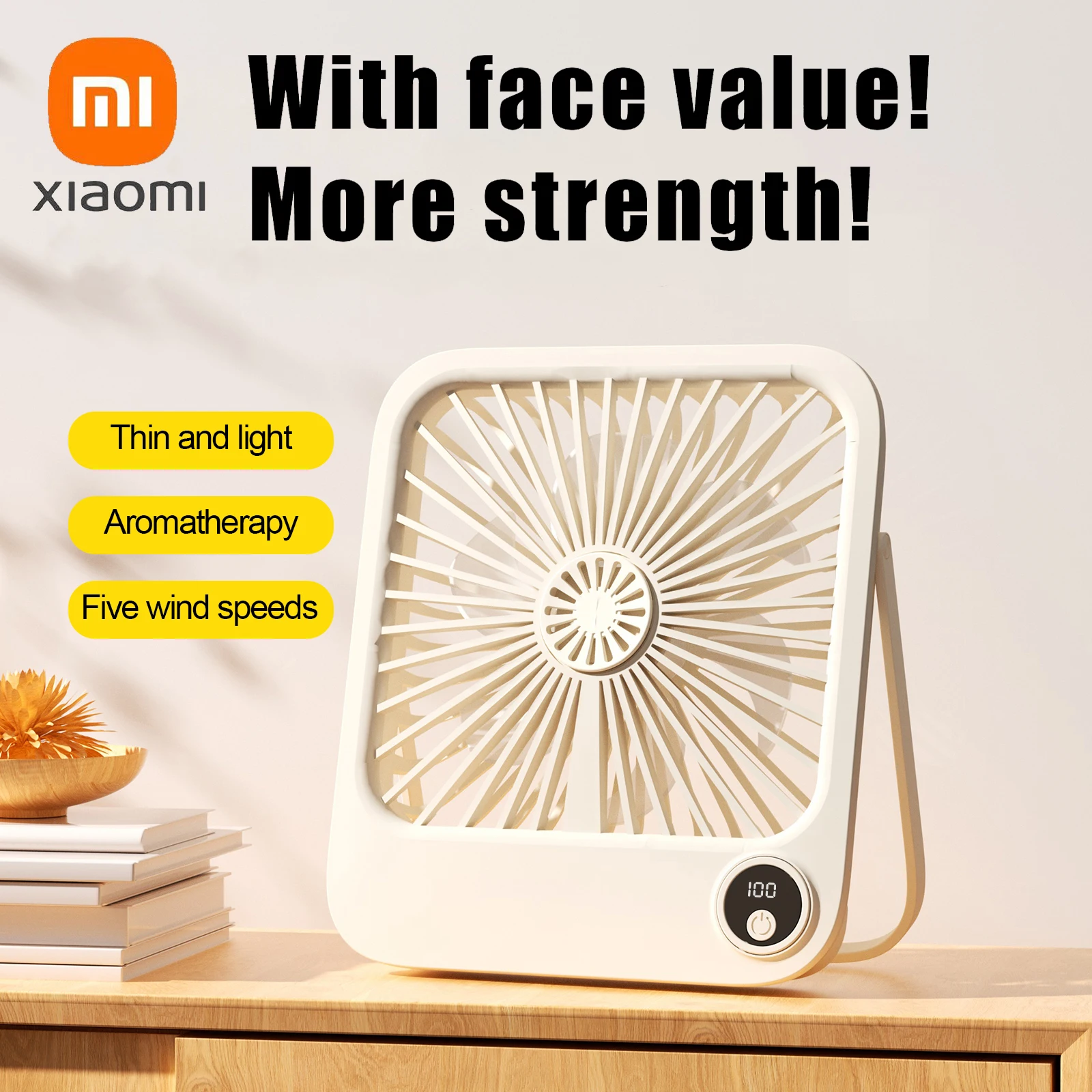 2024 Hot Sales New Xiaomi Lightweight USB Desktop Fan Portable Folding Aromatherapy Fan Dormitory Silent Wall Mounted Small Fan