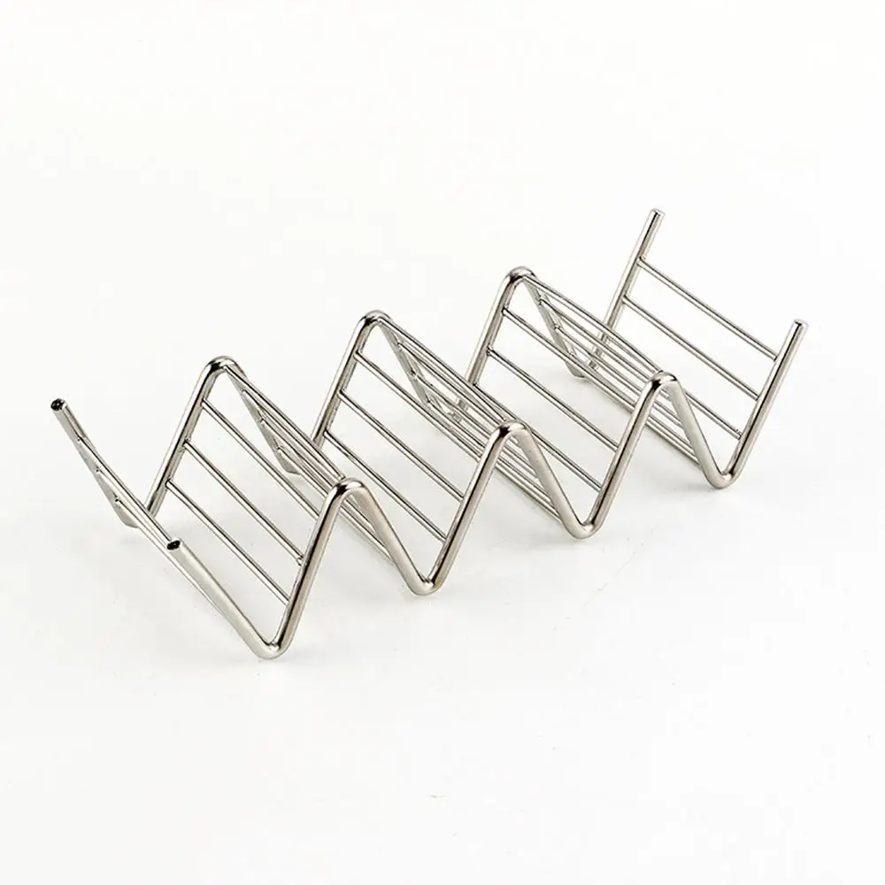 Stainless Steel Taco Holders Rack Mexican Food Hard Stand Holds Soft Shells Wave Shape Kitchen Tool Restaurant Food Display