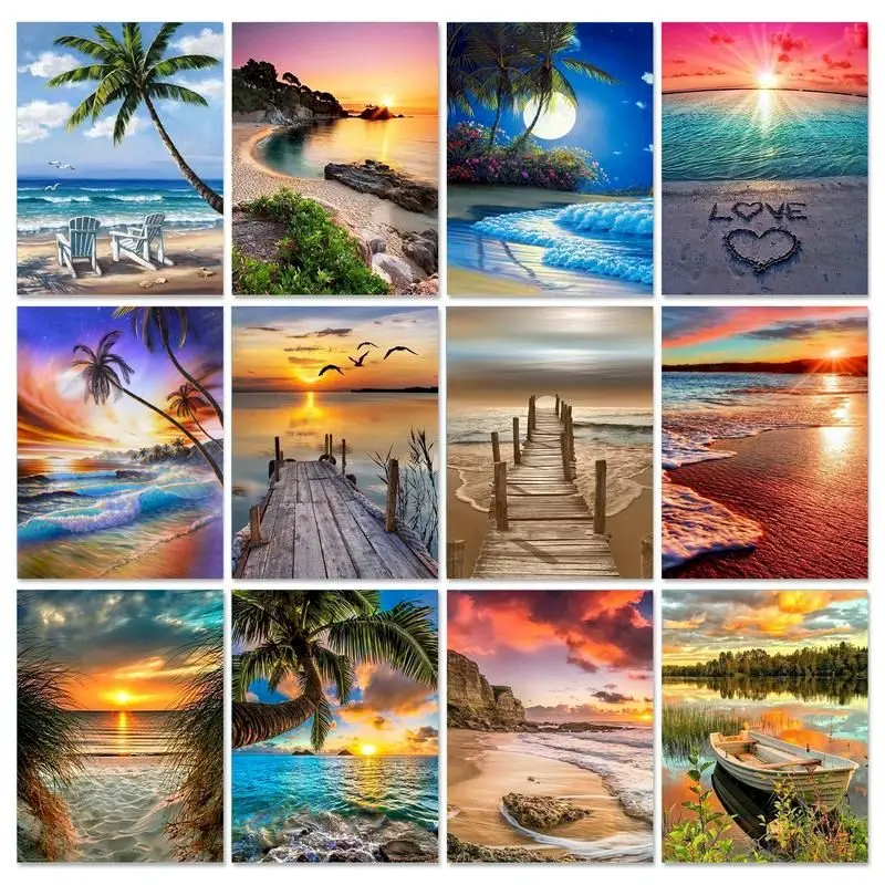 

GATYZTORY 5D DIY Diamond Painting Landscape Pictures Full Square Round Cross Stitch Cross Stitch Mosaic Embroidery Wall Decors G