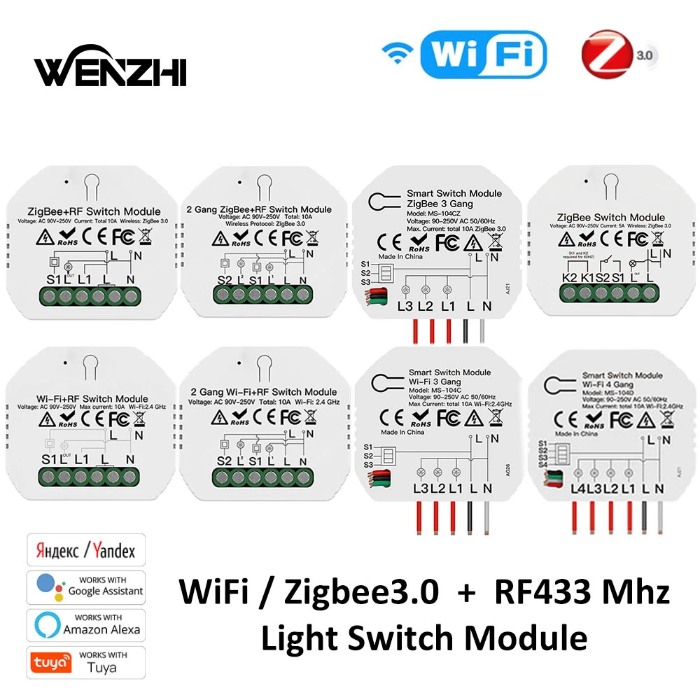 Light Switch Module Wifi Zigbee 3 0 Rf 433 Mhz Relay Automation Wireless Remote Control Smart Life Tuya Alexa Google Home Mose Switches Aliexpress
