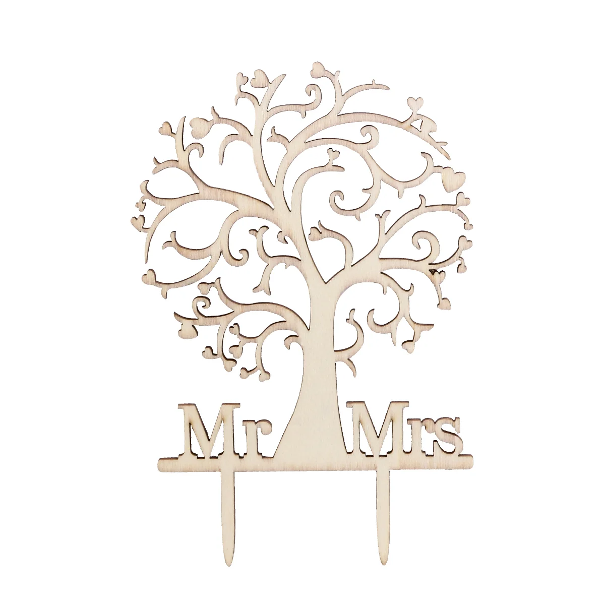 

1pc Cake Topper Mr Mrs Anniversary Wedding Birthday Parties Woonden Cake Decorations Children Day Cakes Ornament