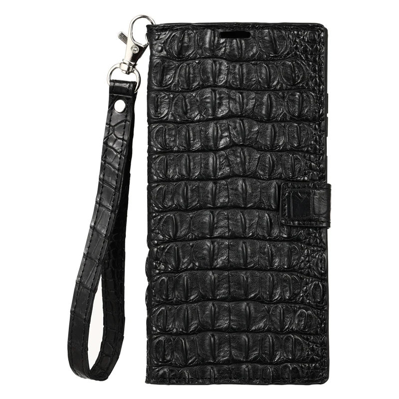 

Private Custom 100% Genuine Crocodile Leather Phone Flip Case For Google 8 7 6 Pro 7A 6A 7Pro Luxury Book Cover with Lanyard