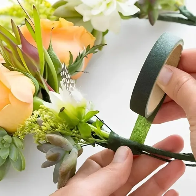 10/1 rouleaux de rubans floraux pour Bouquet vert, papier d'emballage auto-adhésif pour étamines, décor de fleurs pour bricolage, accessoires de fête de mariage pour fleuriste 3