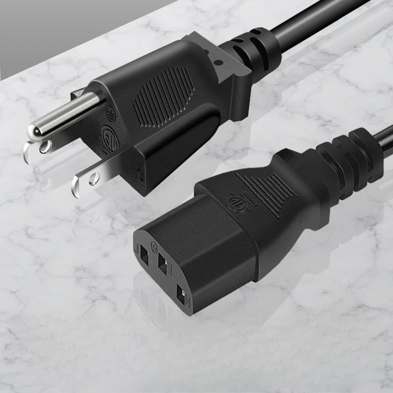 1.5m 5FT 3 Pin  60C 300V US Plug Universal Power Cord Cable For NEMA 5-15P To IEC320C13 Black PWC75A150US For 200-300W — view 2