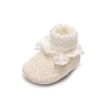 Adorable Baby Girl Ruffle Sock Shoes with Non-slip Sole Cozy Flats for Newborns and Infants Cute Warm Walking Footwear 2