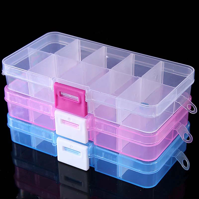 10 Grids Nails Art organizer box storage Tool Choose Adjustable Manicure Jewelry Decorate Nail Art Tips Storage Container