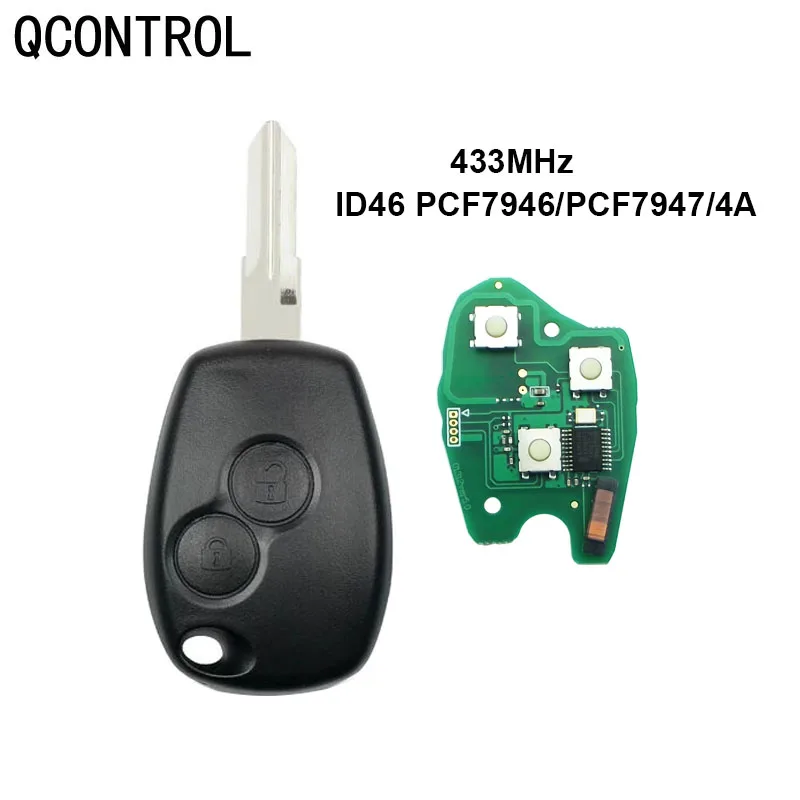 Renault Megane Modus 용 QCONTROL 자동차 원격 키 슈트 Clio Kangoo Logan Sandero Duster PCF7946/PCF79474A 칩