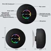 Mini Bluetooth Speaker Shower Subwoofer Waterproof Handsfree Loudspeaker RGB Light with Suction Cup Mic for Bathroom Pool Beach 2