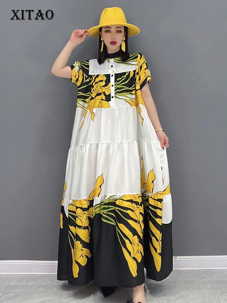 

Платье с принтом XITAO WMD1761, модное маленькое повседневное стильное летнее платье с принтом в стиле пэчворк, для богини