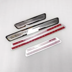 Stainless Steel Door Sill Scuff Plate Protector Trim - Premium Car Styling Accessory (Silver)