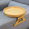 Tray Sofa Tray Table Sofa Armrest Clip-On Tray Natural Wood Sofa Tray Practical TV Snack Tray for Remote Control Coffee Snacks 4