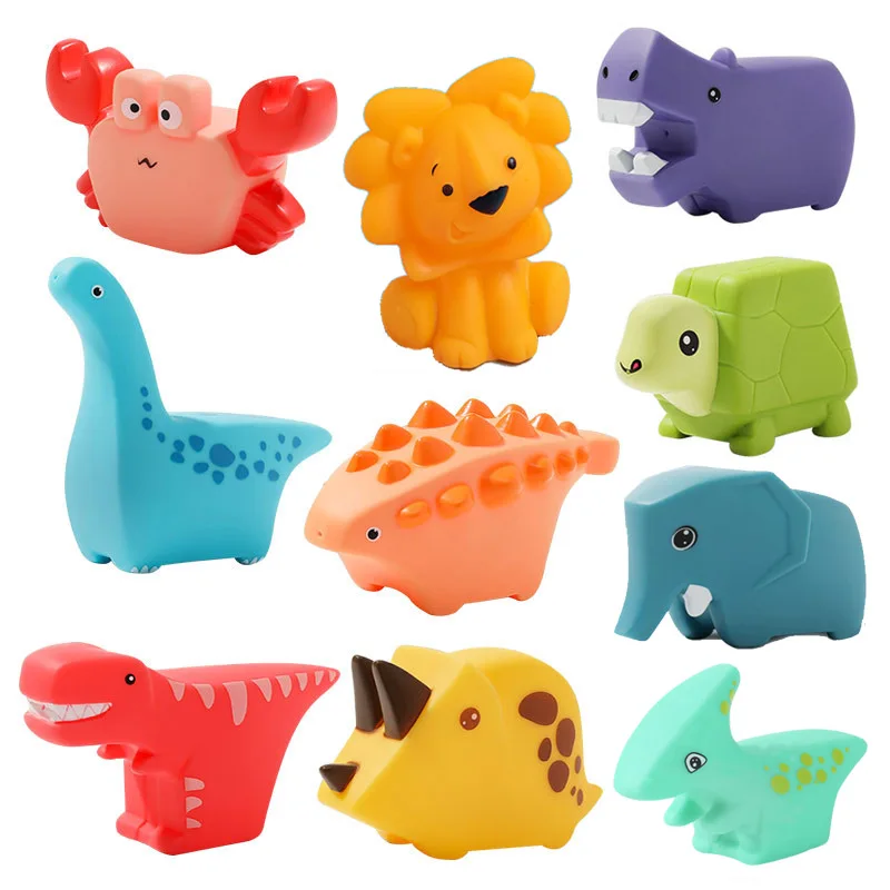 

6Pcs/Set Cute Animals Swimming Water Toys For Children Soft Rubber Float Squeeze Sound Squeaky Bathing Toy For Baby Bath Toys