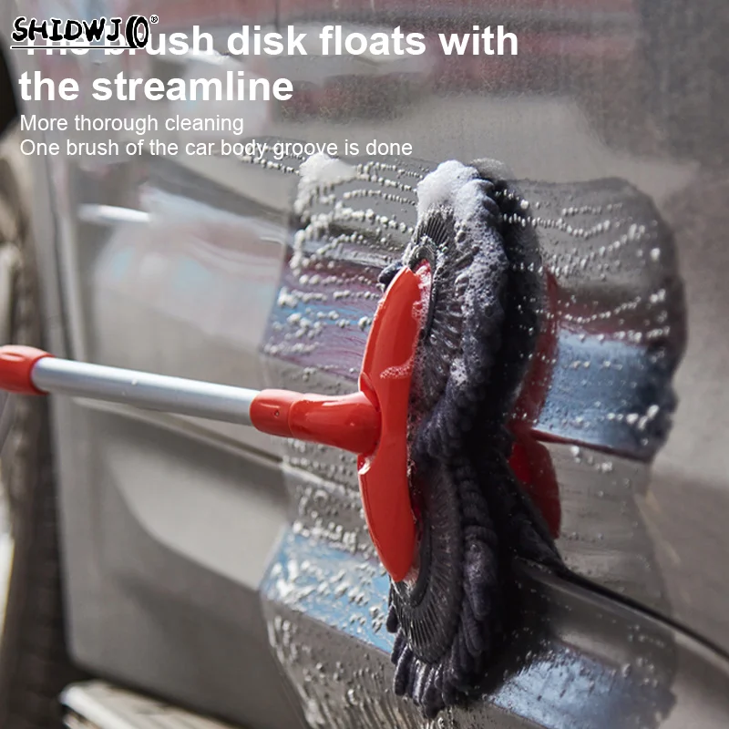 1Set Rotating Double Brush Head Car Wash Mop Auto Three-Section Telescopic Mop Roof Window Cleaning Maintenance Accessories,car cleaning accessories,car washer mop,car washing brush,car wash brush,car cleaning tool