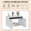 31" LED Floating Bathroom Vanity with Sink, High Gloss Single Sink Wall Mounted Bathroom Storage Vanity Cabinet, Modern Bathroom 6