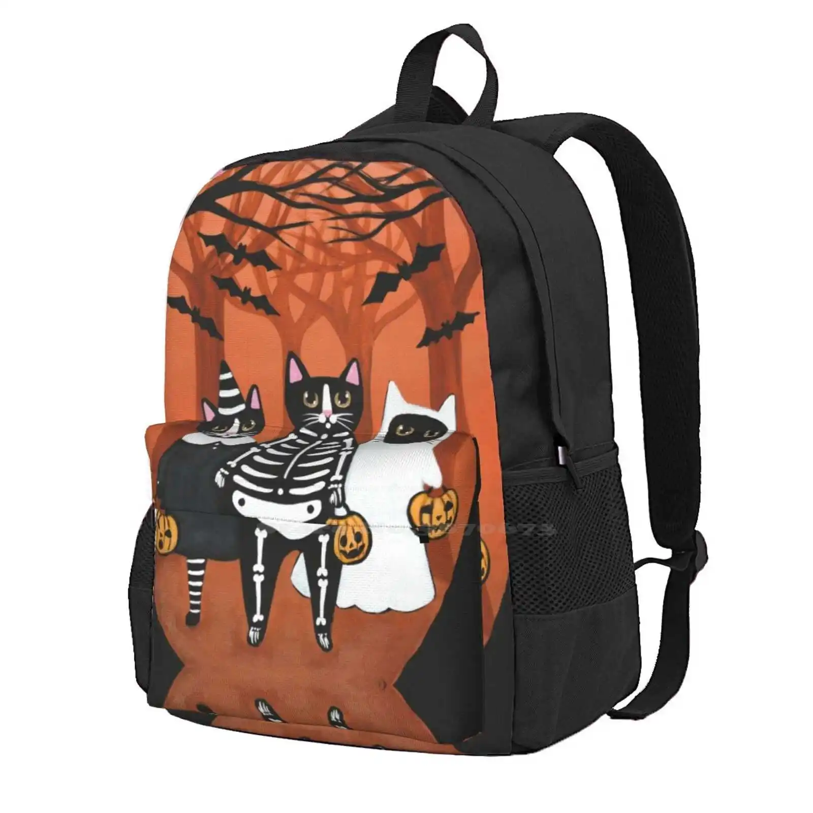 

The Halloween Trick Or Treaters! School Bag Big Capacity Backpack Laptop 15 Inch Original Folk Art Halloween Trick Or Treat