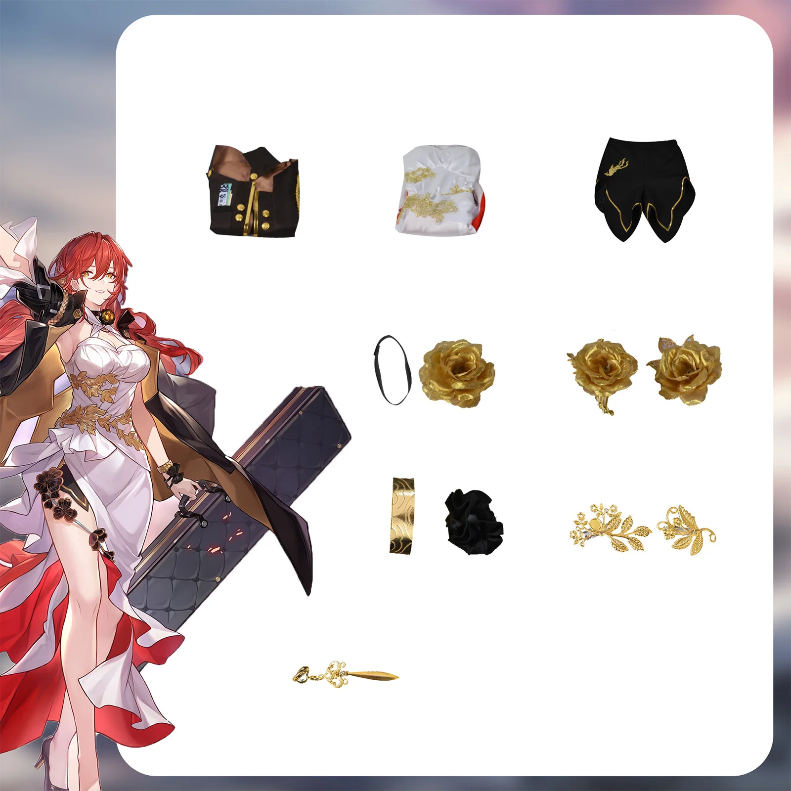 thumbnail image 1 of Peluca de disfraz de Cosplay de Honkai Himeko, juego Honkai: Star Rail, vestido de cosplay, cabello, fiesta de carnaval, Halloween, mujeres, XS-3XL, 1 of 4