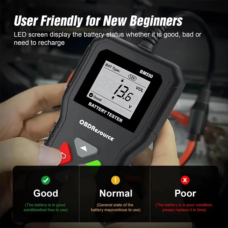 BM550 Car Battery Tester 6V 12V 24V 100-2000 CCA Auto Battery Analyzer Battery System Detect Tool Battery Testing Tool Hot Sale