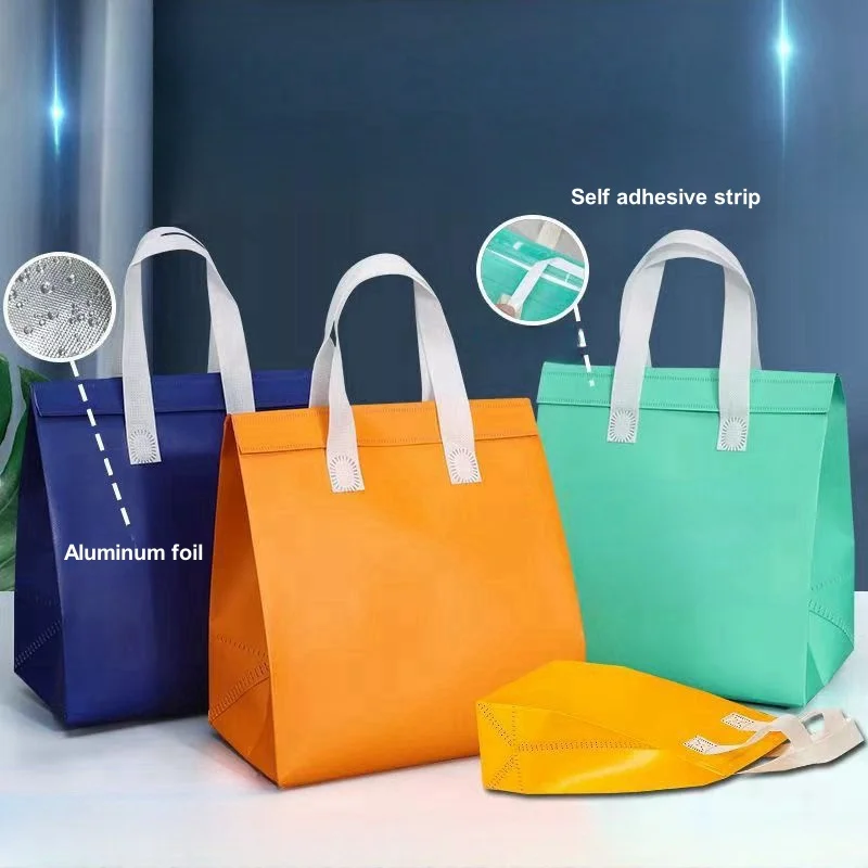 StoBag 10pcs Non-woven Insulation Lunch Bags Tote Portable Fabric Keep Food Warm Cold for Cake Drinks Packaging Delivery Pouch 3