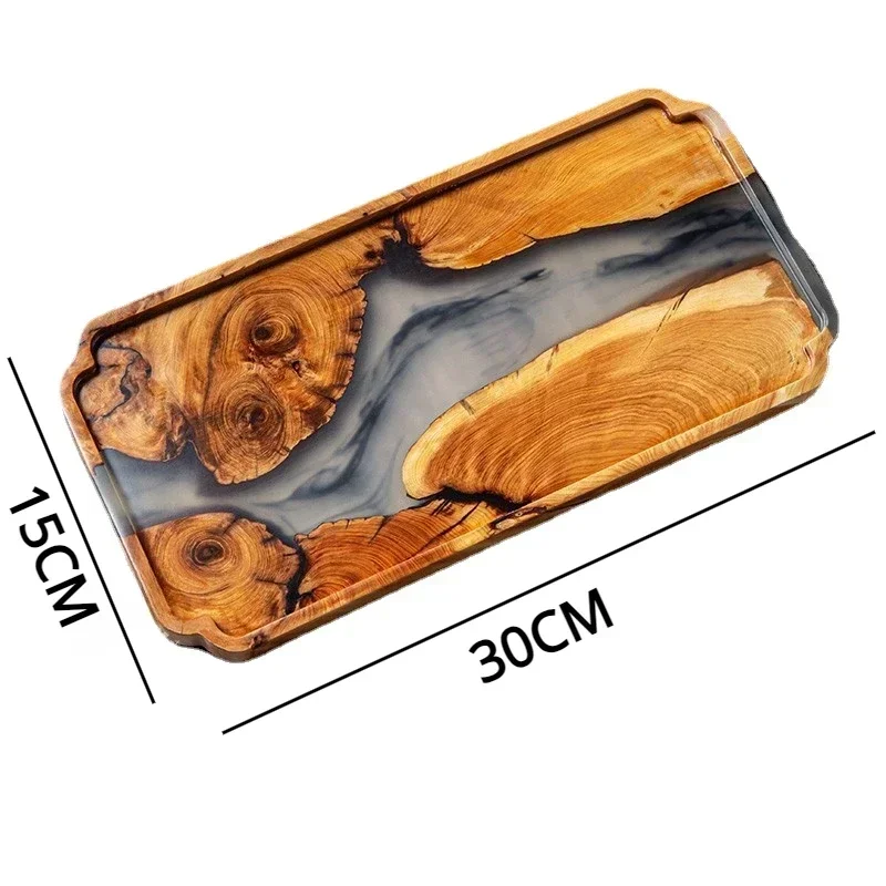 Nordic style epoxy resin river tea tray household black sandalwood dry foam tray ink resin tray anti scald tea