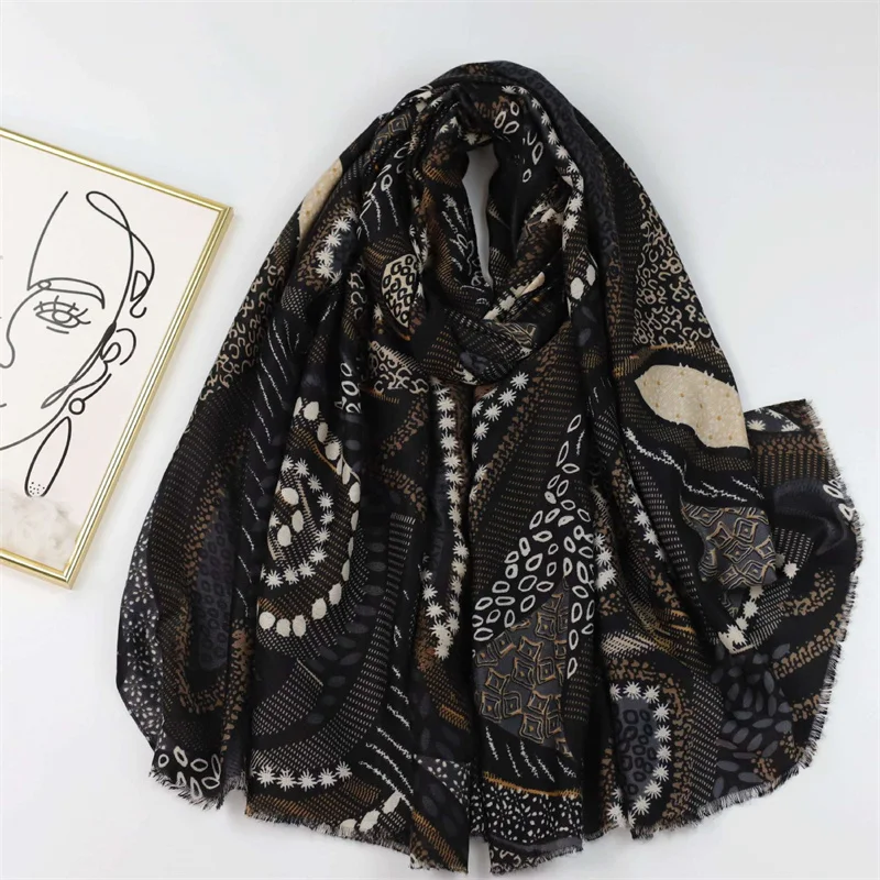 

Winter Cotton Viscose Scarves Paisley Floral Patchwork Fringe Shawls And Wraps Pashmina Stole Bufandas Muslim Sjaal 180*90Cm