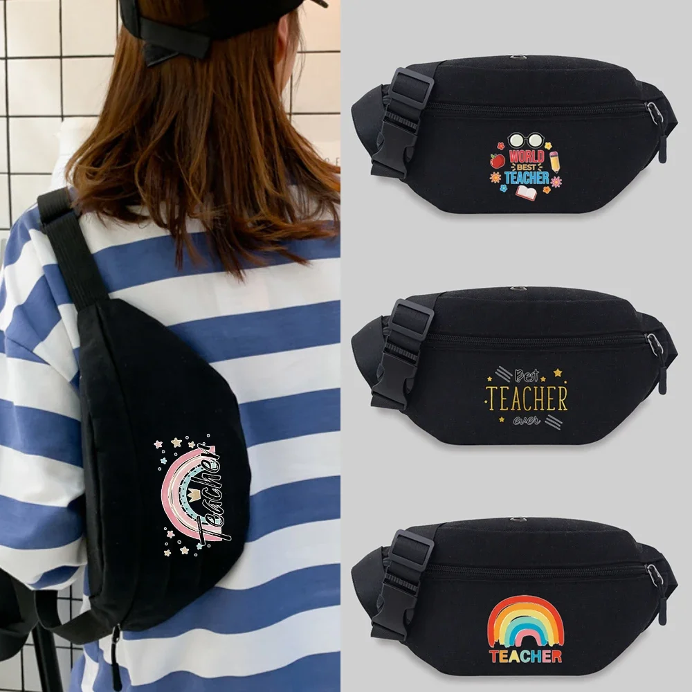 

Women's Sports Waist Bag Unisex Bum Bags Teacher Pattern Series Lightweight Black Outdoor Sports Chest Bag Wild Fanny Pack