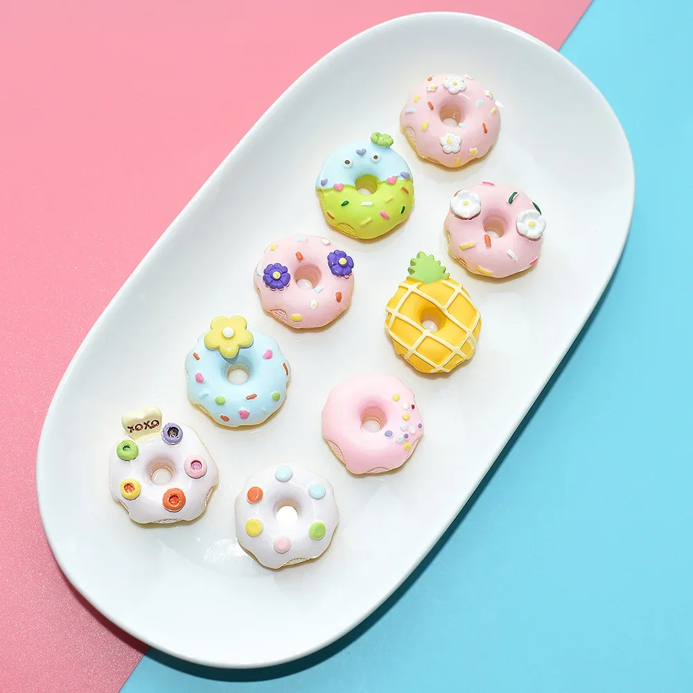 

10 Pcs Resin Simulation Matte Donuts to Play Creamy Glue Mobile Phone Case Accessories Accessories Doll House Props