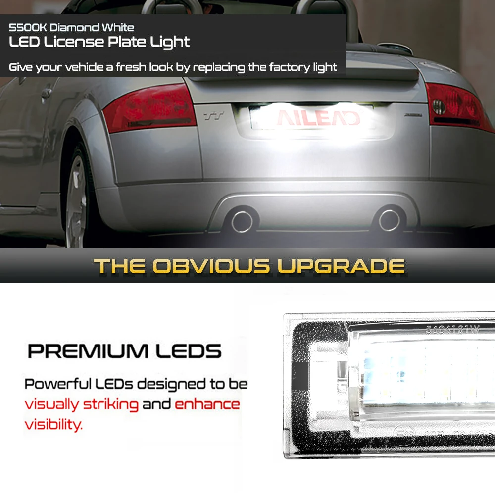 LED Audi TT 2 Lampes Plaque Immatriculation LED 6000K Pour Audi TT 8N 1999-2006 - Blanc Pur, Étanches, Sans Erreur OBD Lampe Plaque Immatriculation
