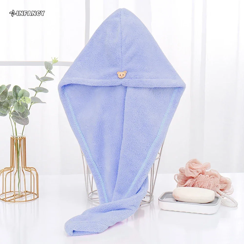 Description Picture 6 of item1PC Hair Drying Hat Quick-dry Microfiber Hair Towel Cap Hat Women Bath Hat Solid Towel Cap Super Absorption Turban Hair Dry Cap