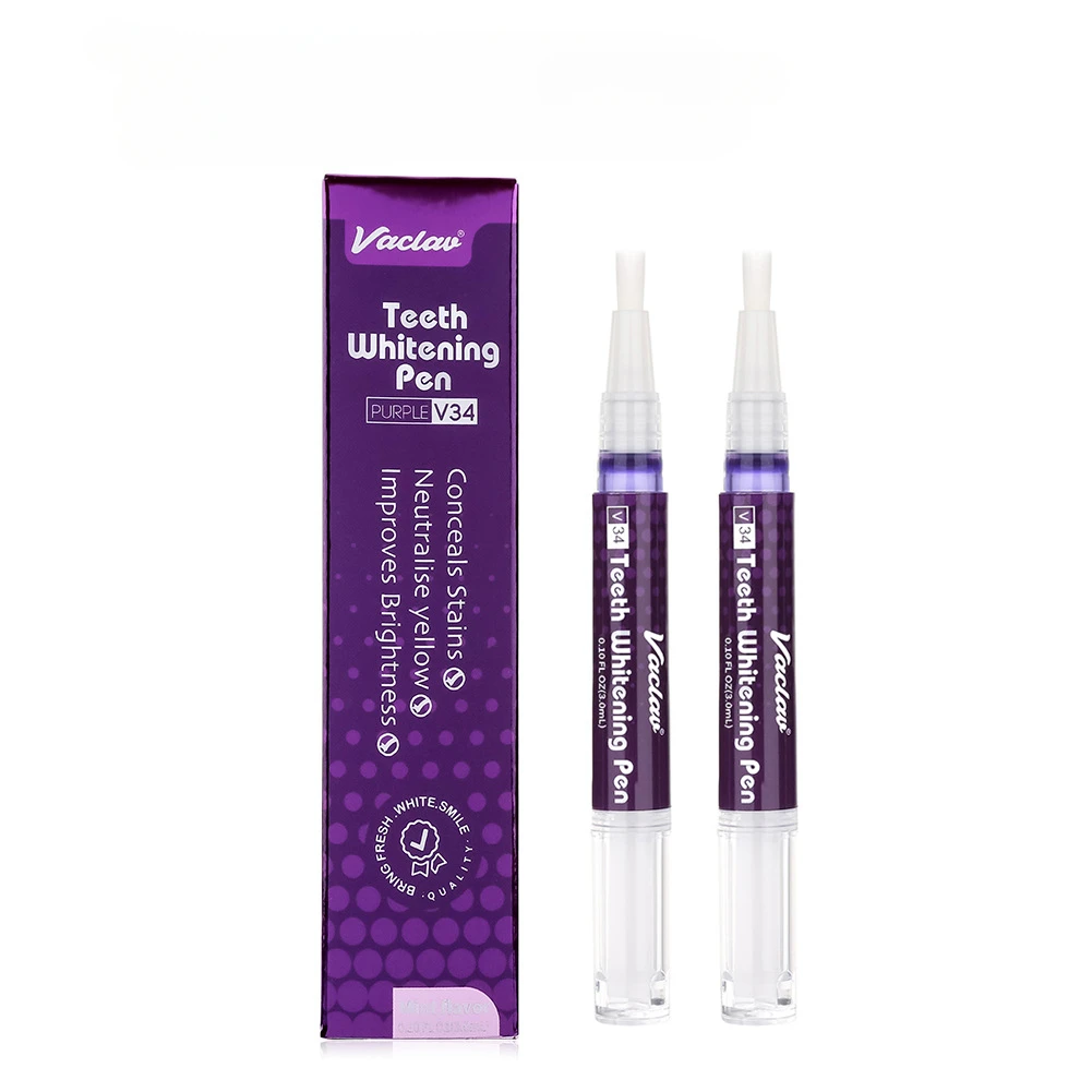 1/2/3/4pcs Purple Teeth Whitening Pen V34 Strong Dazzling White Whitening Tooth Pen Remove Tooth Stains Plaque Oral Care Tools