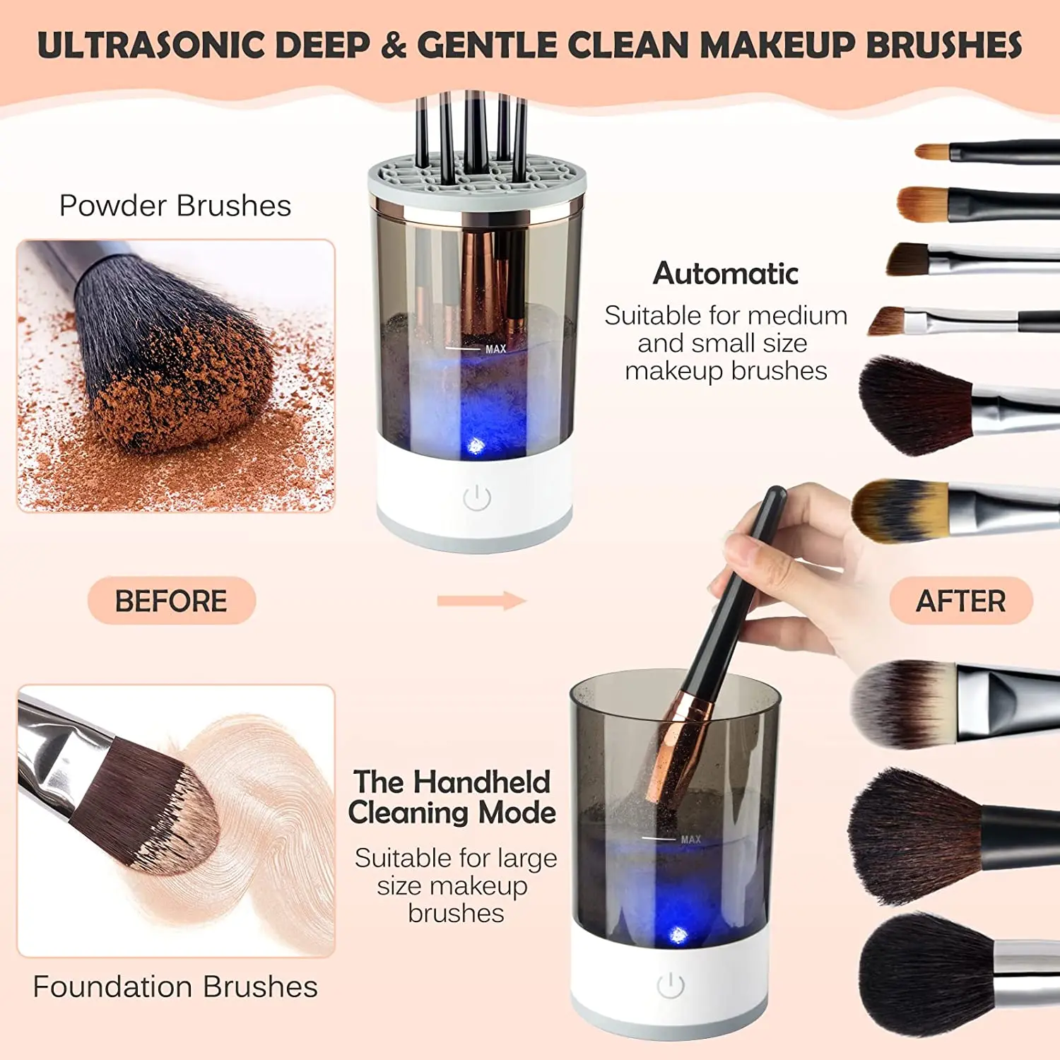 Makeup Brush Cleaner and Dryer Electronic Mini Washing Machine Automatic  Washing And Drying Makeup Brush Sponge Puff