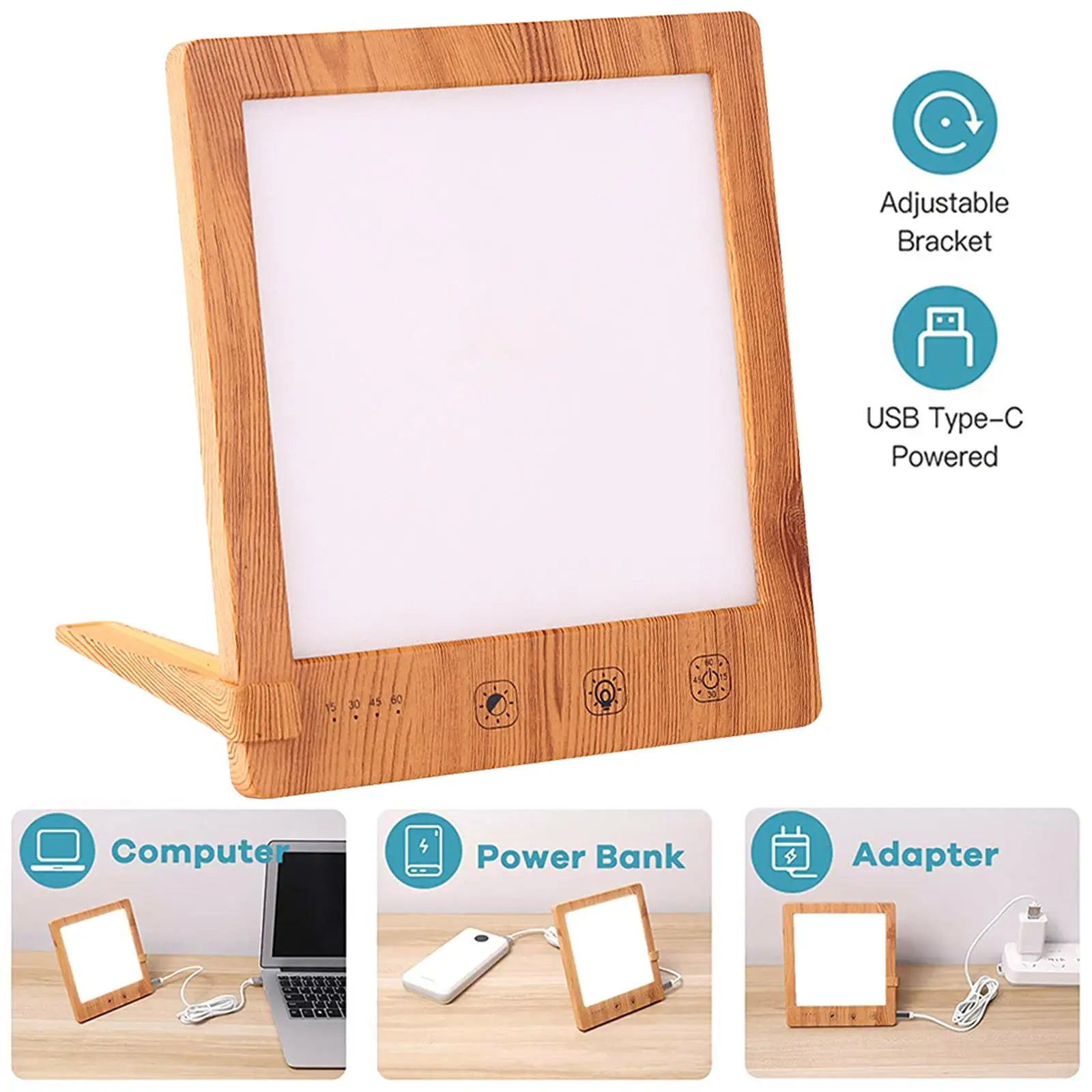 Sad LED Light Therapy Lamp with Timer Stepless Brightness Daylight Lamp