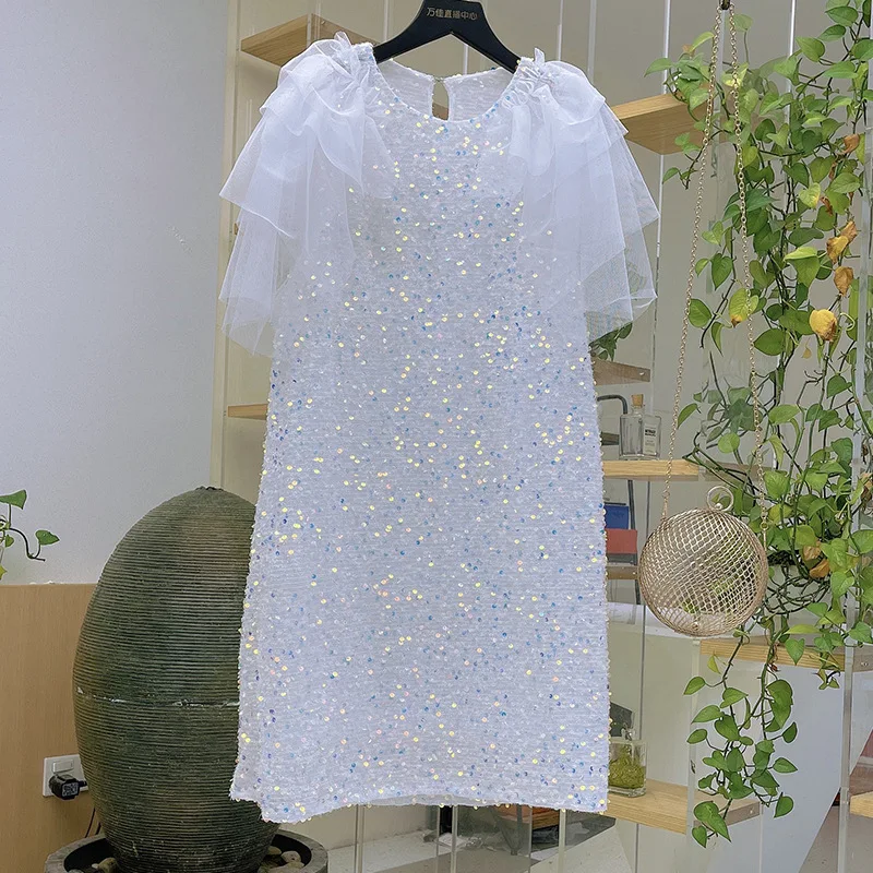 

2023 autumn fashion new temperament high-grade sequin heavy industry evening dress light luxury niche high-end dress women