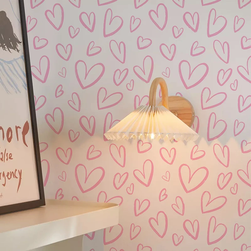 

Modern Hand-drawn Heart Home Modification Wallpaper Peel and Stick Seamless Vinyl Love Wall Stickers for Living Room Home Decor