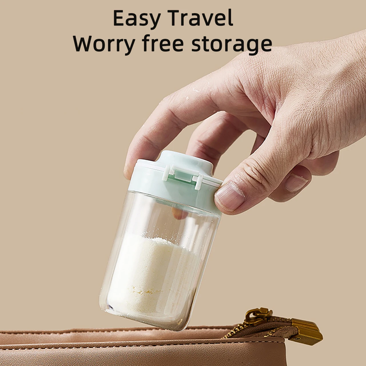 80ml Double Lid Portable Baby Formula Dispenser Travel Milk Formula Storage Bottle Salt Seasoning Containers Feeding Essentials