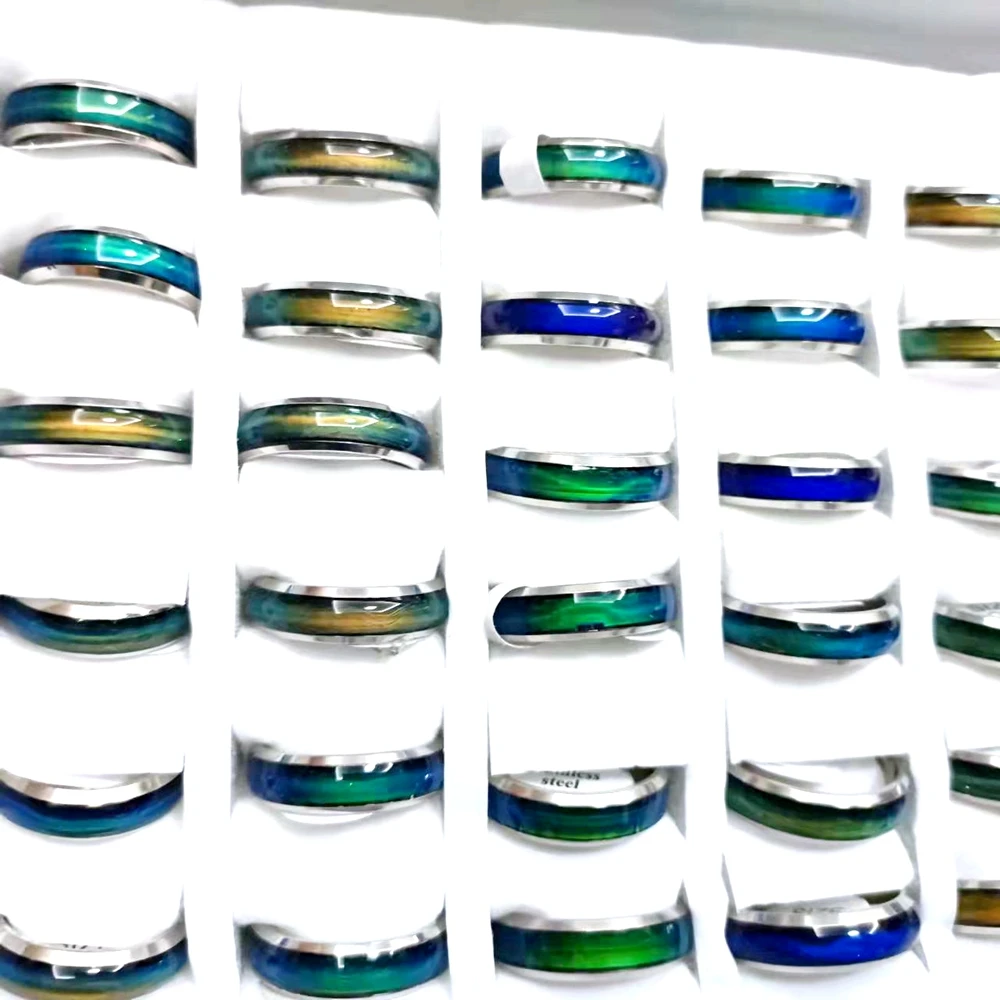 Wholesale 20/100pcs/lot Stainless steel Mood Rings 6mm wide 5