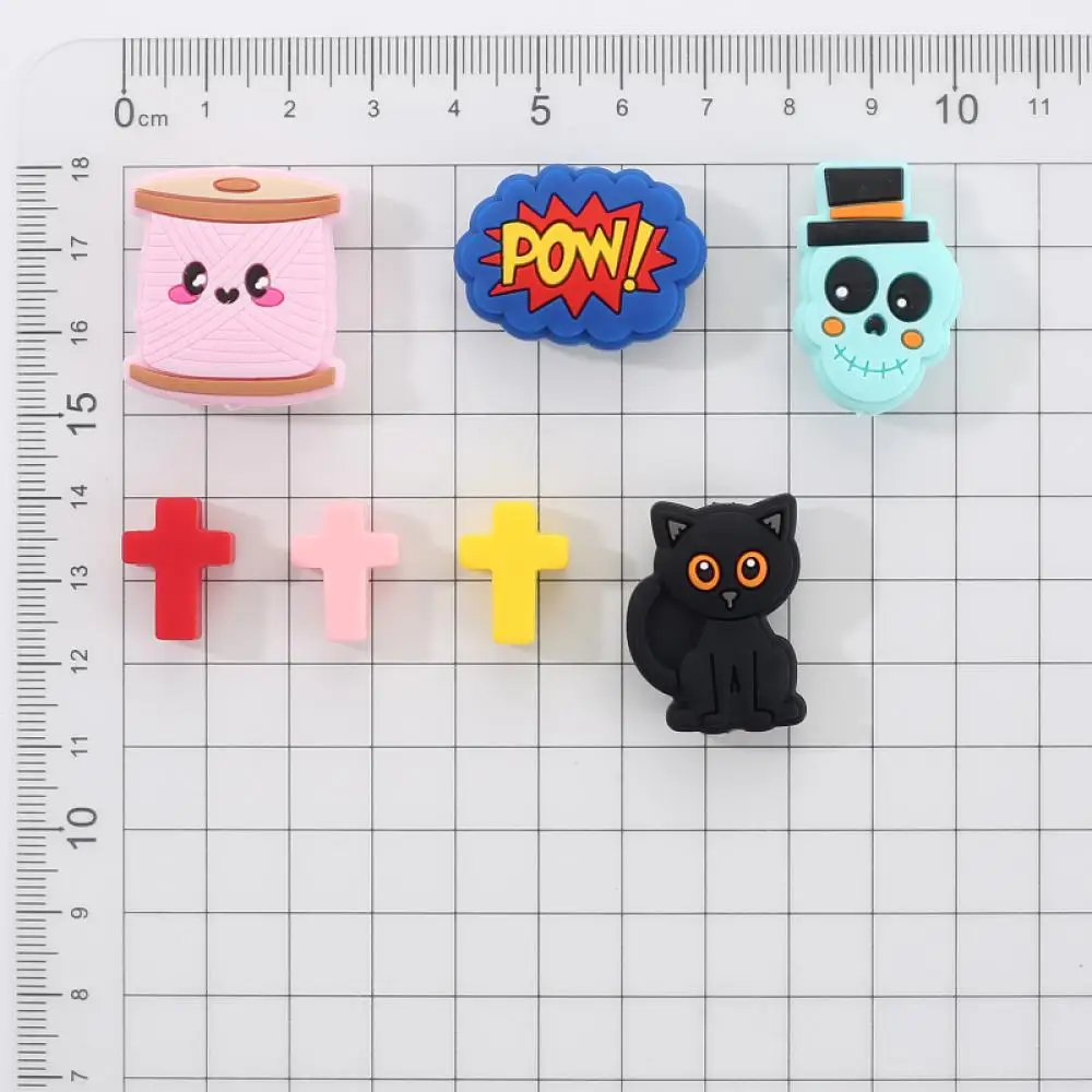 10Pcs 20x28mm Cartoon Black Cat Teether Beads Food Grade Silicone Chew Beads For Care Toy Accessory DIY Baby Pacifier Chain 6