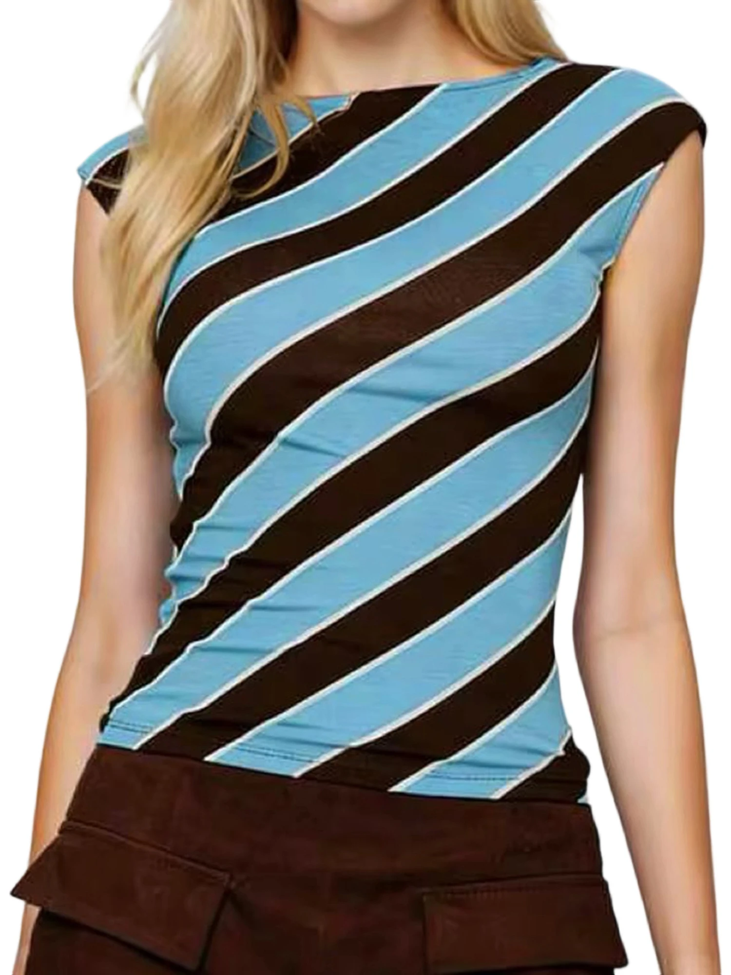 Stylish Women s Striped Boat Neck Tank Top with  Fit Design Perfect Sleeveless Vest for Everyday Casual Wear
