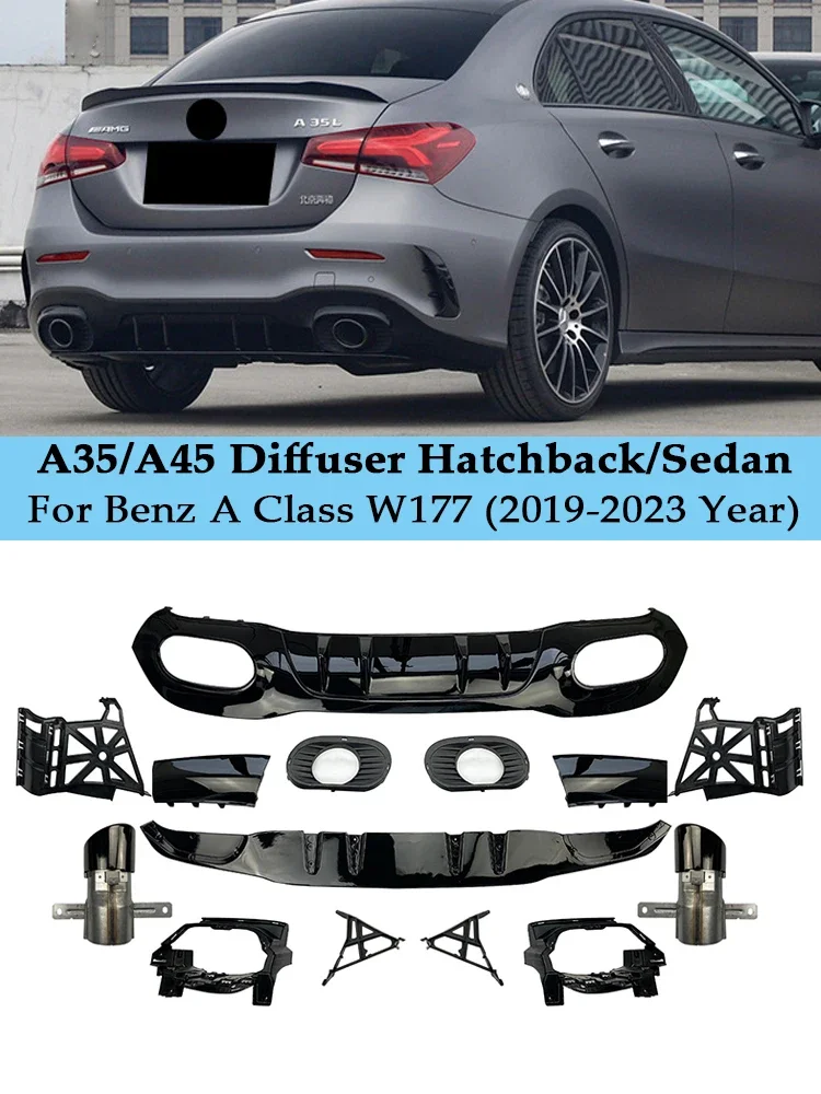 

AMG A45 A35 Style Rear Diffuser Exhaust Pipe Rear Bumper Lip With Exhaust Accessories For Mecerdes Benz A Class W177 2019-2023