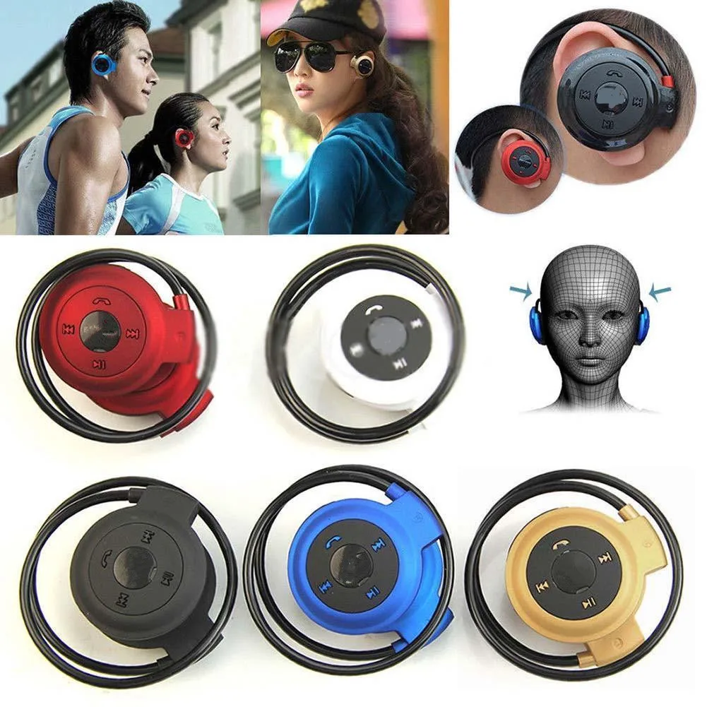 Sport Wireless Bluetooth-compatib Headphones Stereo Earphones Mp3 Music Player Headset Earpiece Micro SD Card Slot Handsfree Mic 3