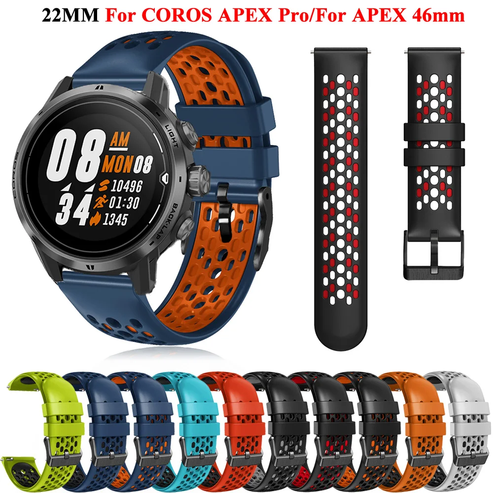 

22mm Silicone Smart Band For COROS APEX Pro/46mm Wrist Strap Watchband Polar Vantage M2/Grit X/Pro Wristband Bracelet Accessorie