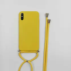 Sleek Black & Pink Silicone Crossbody Necklace Case - Hands-Free Style for Redmi 9A (Ystrap Yellow)