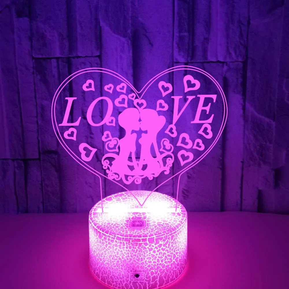 

Nighdn LOVE Couple Night Light 7 Color Changing 3D Illusion Night Lamp Bedside Table Valentine's Day Wedding Anniversary Gifts