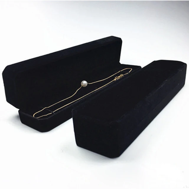 Long Velvet Chain Necklace Gift Box Jewelry Pendant Display Stand