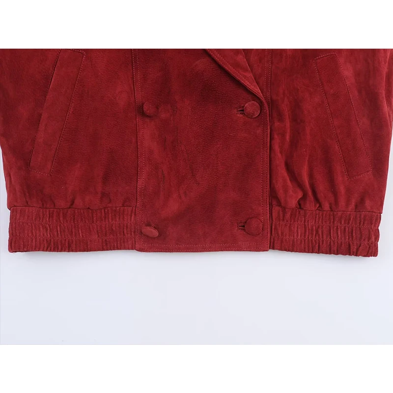 Women's Fashion Suede Jacket Coat Long Sleeve Double-Breasted Jackets For Women Streetwear Casual New Outerwear