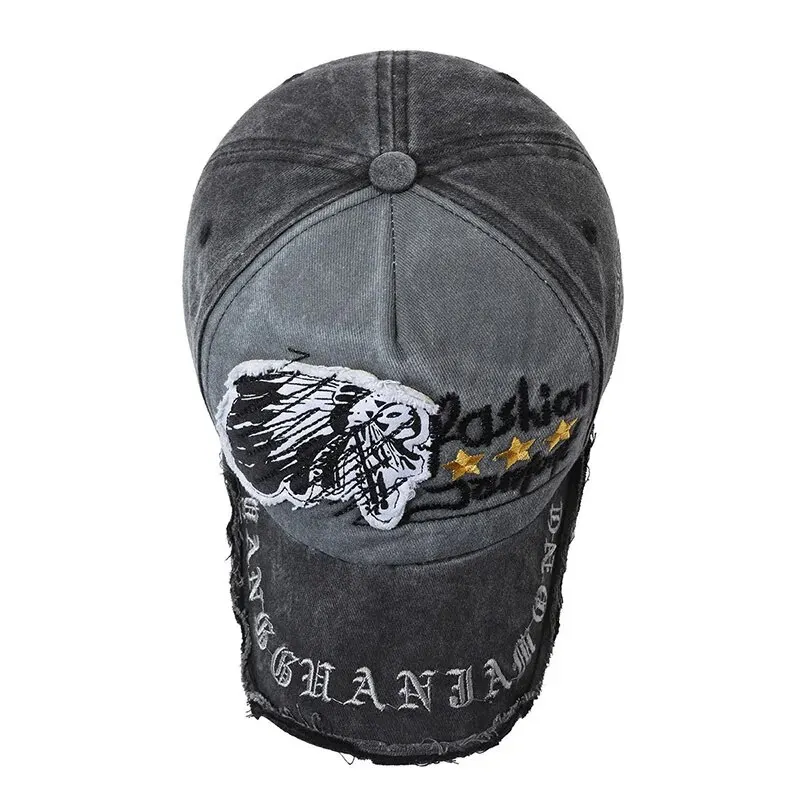 Baseball Cap Retro Distressed Outdoor Sports Hat Spring Autumn Sunhat Letter Embroidery Men