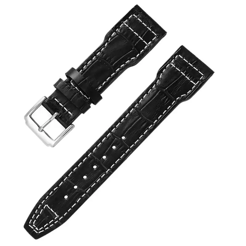 SCHIK 20mm 21mm 22mm Genuine Leather Watch Strap Bamboo Grain Rivets Watchband for IWC Mark PILOT PORTUGIESER Watch Band